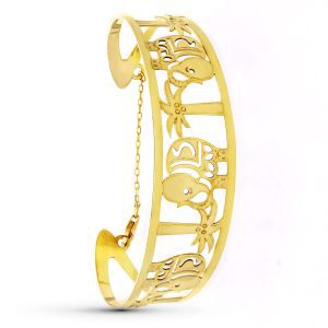 18K PULSERA ORO AMARILLO RIGIDA ELEFANTES LASER 20 MM