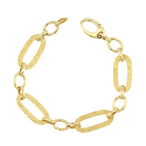 18K PULSERA ORO AMARILLO ESLABONES HUECOS LONGITUD TOTAL 19.5 CM
