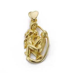 18K COLGANTE ORO AMARILLO PAREJA ENAMORADOS 25X13MM