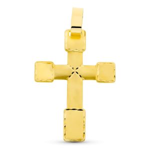 18K CRUZ ORO AMARILLO TALLADA 44X30 MM