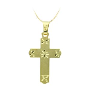 18K CRUZ ORO AMARILLO TALLADA 28X18 MM