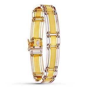 18K PULSERA ORO BICOLOR MATE Y BRILLO HOMBRE LONGITUD 19CM ANCHO 8 MM