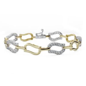 18K PULSERA ORO BICOLOR CIRCONITA 19CM ANCHO 12 MM