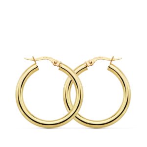 18K AROS ORO AMARILLO REDONDOS HUECOS 26X3 MM