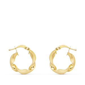 18K AROS ORO AMARILLO MATE Y BRILLO HUECOS 17 MM