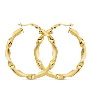 18K AROS ORO AMARILLO MATE Y BRILLO HUECOS 31 MM