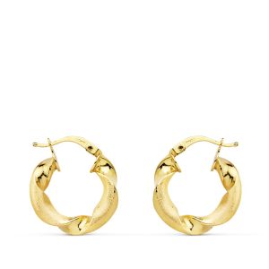 18K AROS ORO AMARILLO MATE Y BRILLO HUECOS 18 MM
