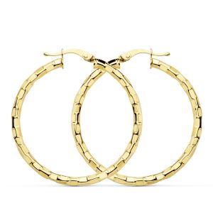 18K AROS ORO AMARILLO HUECOS CUADRADOS 34 MM