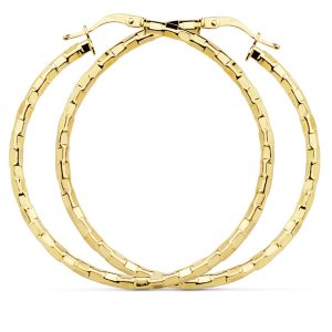 18K PENDIENTES AROS HUECOS CUADRADOS ORO AMARILLO 44 MM