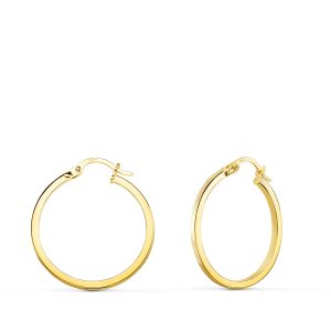 18K AROS ORO AMARILLO HUECOS REDONDOS TUBO CUADRADO 23 MM. GROSOR: 1,2 MM