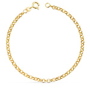18K PULSERA ORO AMARILLO ROLO HUECA ANCHO 3 MM LARGO 19CM