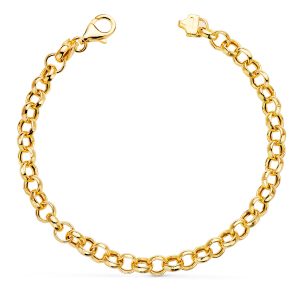 18K PULSERA ORO AMARILLO ROLO HUECA ANCHO 5,5 MM LARGO 19CM