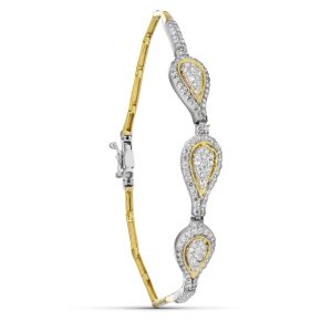 18K PULSERA ORO BICOLOR CIRCONITA MOTIVOS 19CM