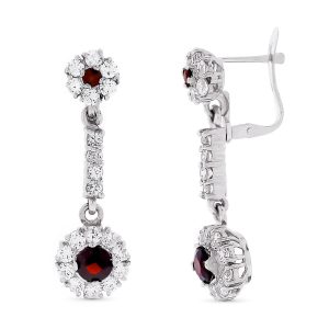 18K PENDIENTES ORO BLANCO CUAJOS CIRCONITA 33X10 MM CIERRE CATALÁN