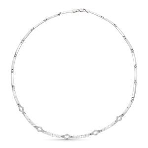 18K GARGANTILLA ORO BLANCO MATE Y BRILLO TALLADO CON CIRCONITAS
