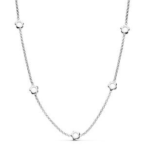 18K GARGANTILLA ORO BLANCO FLORES CADENA ROLO 42CM