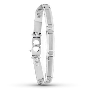 18K PULSERA CABALLERO ORO BLANCO MATE Y BRILLO 21CM