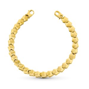 18K PULSERA ORO AMARILLO CORAZONES MATE Y BRILLO 19CM