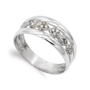 18K SORTIJA ORO BLANCO Y CIRCONITAS. ANCHO: 9 MM