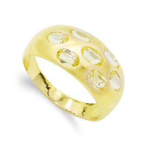18K SORTIJA ORO AMARILLO MACIZA CON CIRCONITAS. ANCHO: 9,5 MM