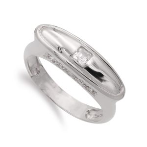 18K SORTIJA ORO BLANCO CON CIRCONITA. ANCHO: 7 MM