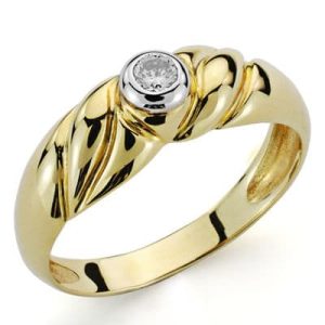 18K SORTIJA ORO AMARILLO DIAMANTE GALLONES 0.10 QTS.