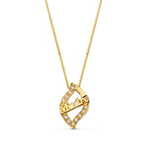 18K GARGANTILLA ORO AMARILLO MADRE CIRCONITA CADENA 44 CM