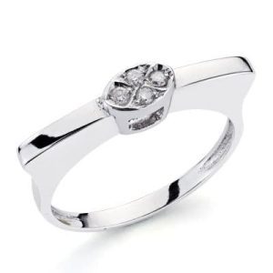 18K SORTIJA ORO BLANCO CON DIAMANTES TALLA BRILLANTE 0.100 QTS.