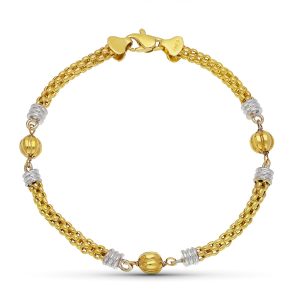 18K PULSERA ORO BICOLOR BOLA GALLON BICOLOR