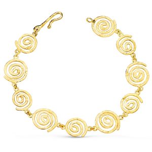 18K PULSERA ORO AMARILLO ESPIRALES MARTILLADAS. ANCHO 13 MM LARGO 20.5 CM