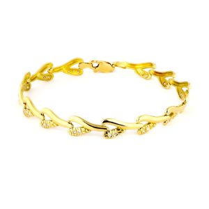 18K PULSERA ORO AMARILLO HOJAS CON CIRCONITAS