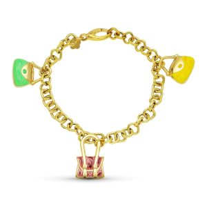 18K PULSERA ORO AMARILLO FETICHES ESMALTADOS