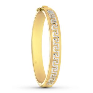18K PULSERA RIGIDA ORO BICOLOR GRECA 10 MM