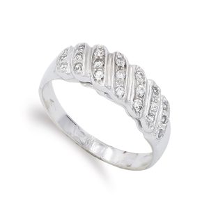 18K SORTIJA ORO BLANCO CON CIRCONITA. ANCHO: 6 MM