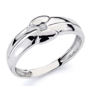 18K SOLITARIO ORO BLANCO DIAMANTE TALLA BRILLANTE 0.050 QTS.