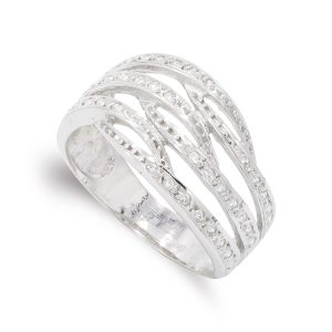 18K SORTIJA ORO BLANCO BANDAS CON CIRCONITA ANCHO: 11,5 MM