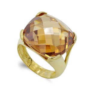 18K SORTIJA ORO AMARILLO PIEDRA CUADRADA 18X18 MM