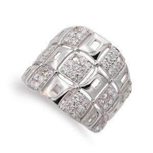 18K SORTIJA ORO BLANCO ANCHA CON CIRCONITA ANCHO 18 MM
