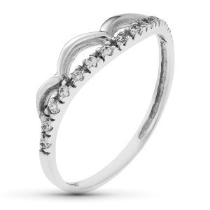 18K SORTIJA ORO BLANCO ONDAS LISAS Y CIRCONITAS. ANCHO: 4,5 MM