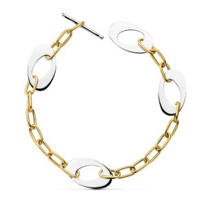 18K PULSERA BICOLOR MOTIVOS 24CM