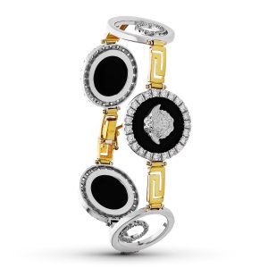 18K PULSERA ORO BICOLOR MEDUSAS CIRCONITAS