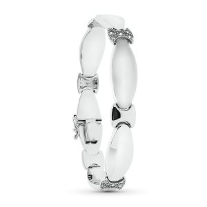 18K PULSERA ORO BLANCO MATE Y BRILLO 19.5 CM