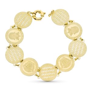 18K PULSERA ORO AMARILLO MONEDA LASER. 20CM