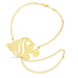 18K PULSERA ORO AMARILLO INDIA CON PEZ LASER MATIZADO.