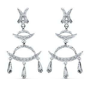 18K PENDIENTES ORO BLANCO CIRCONITA 48X23 MM CIERRE PRESION