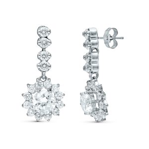 18K PENDIENTES DOS CUERPOS CUAJO ORO BLANCO 28X12 MM PRESION