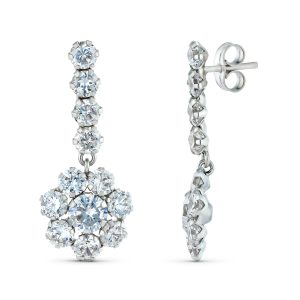 18K PENDIENTES ORO BLANCO DOS CUERPOS CON CIRCONITA 20X12 MM. CIERRE PRESION