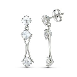 18K PENDIENTES ORO BLANCO DOS CUERPOS CON CIRCONITA 25X6 MM. CIERRE TUERCA