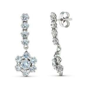 18K PENDIENTES ORO BLANCO DOS CUERPOS CON CIRCONITA 25X9 MM. CIERRE PRESION