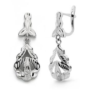 18K PENDIENTES ORO BLANCO CUBANAS 26X10 MM CIERRE CATALAN